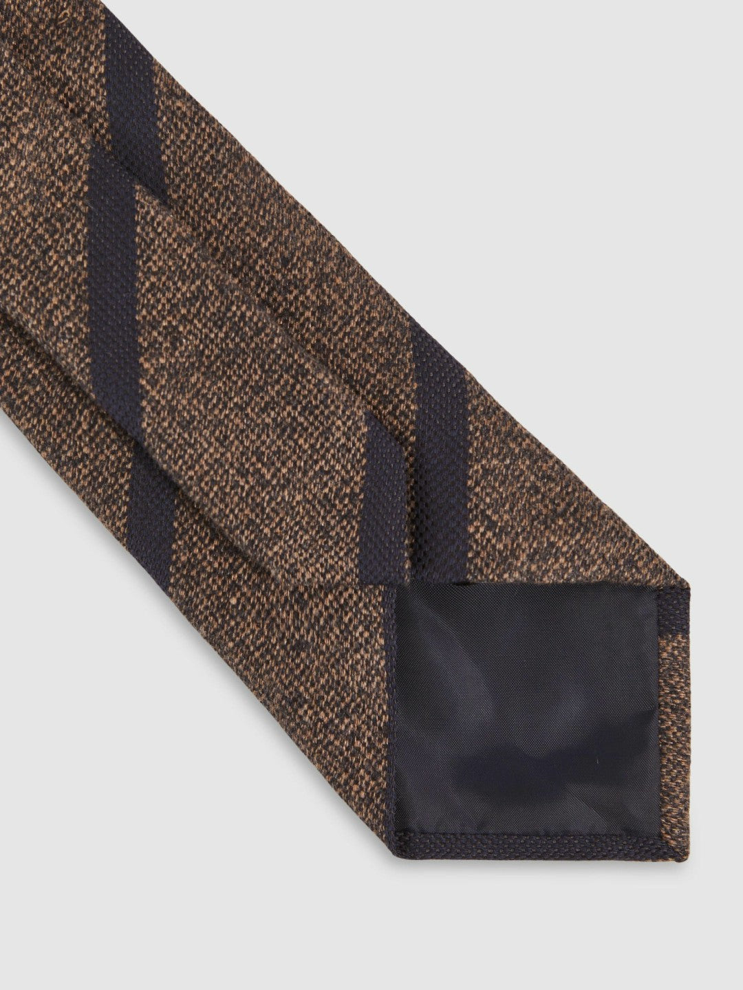 Wool-Silk Striped Tie Chocolate Brown | Mens