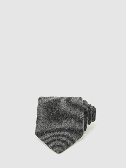 Wool-Silk Textured Tie Charcoal | Mens
