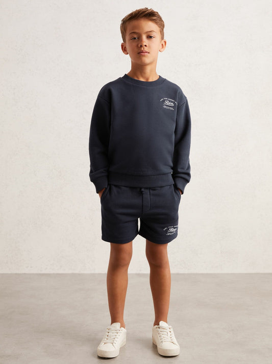 13-14 yrs Cotton Blend Motor Cars Sweat Shorts Washed Blue | Children
