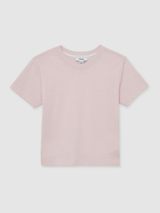 13-14 yrs Cotton Crew Neck T-Shirt Pink | Children