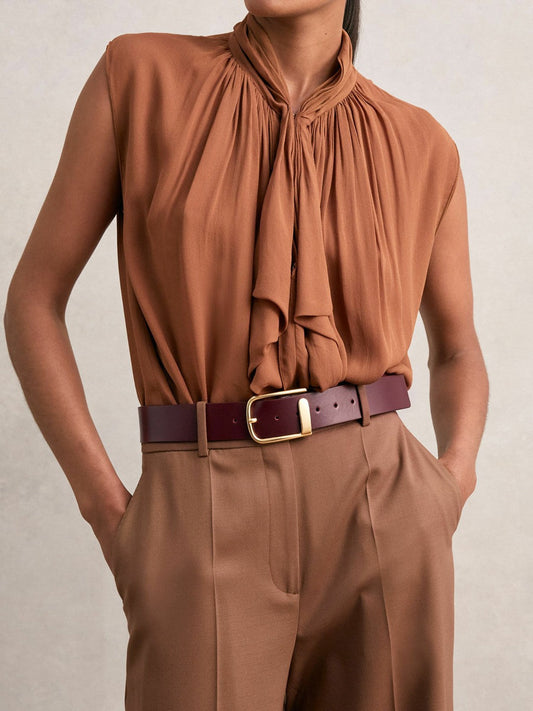 Leather Half Keeper Belt Burgundy | Womens