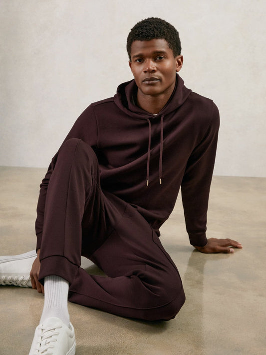 Interlock Jersey Drawstring Hoodie Cherry Red | Mens