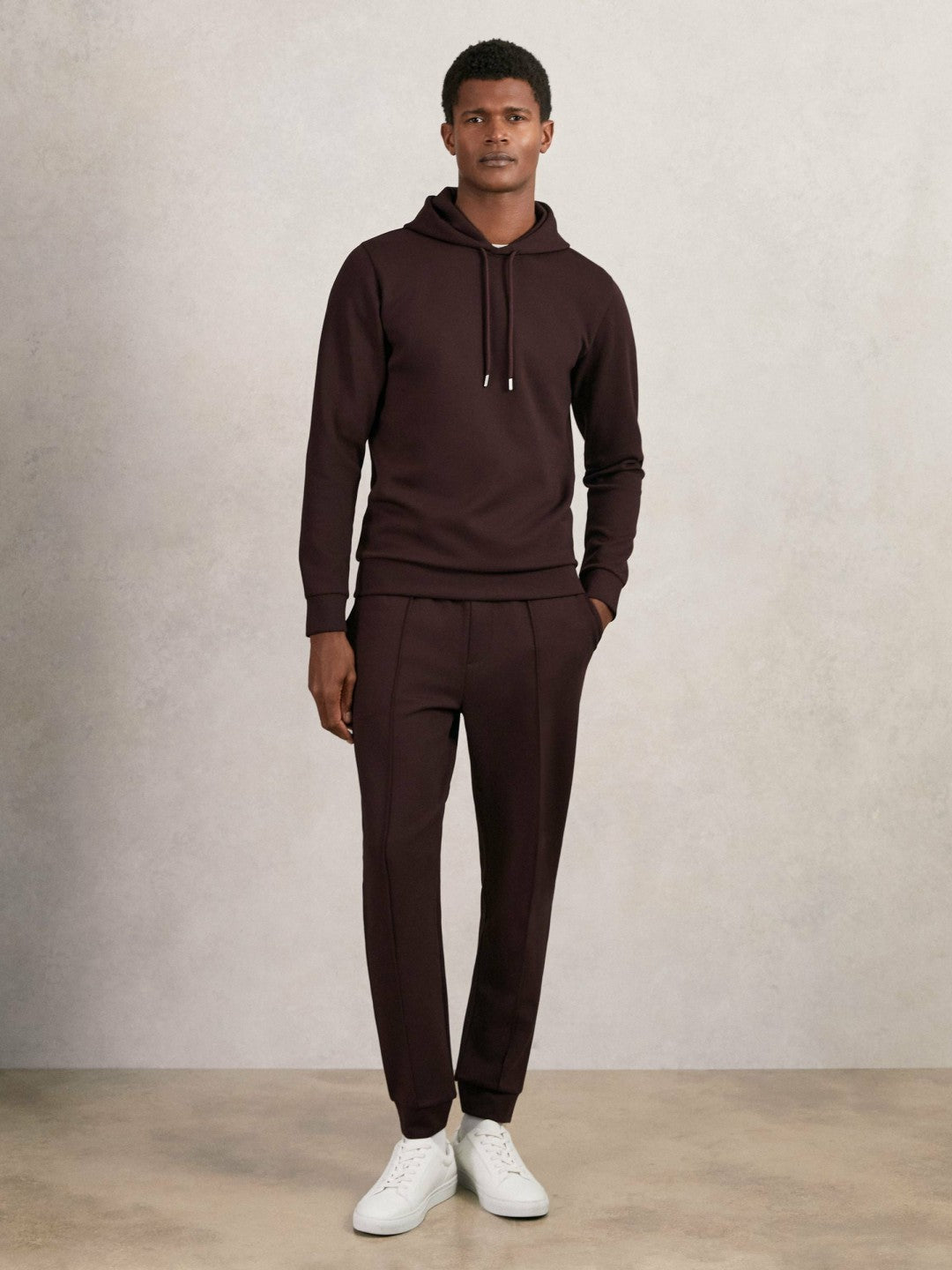 Interlock Jersey Drawstring Hoodie Cherry Red | Mens
