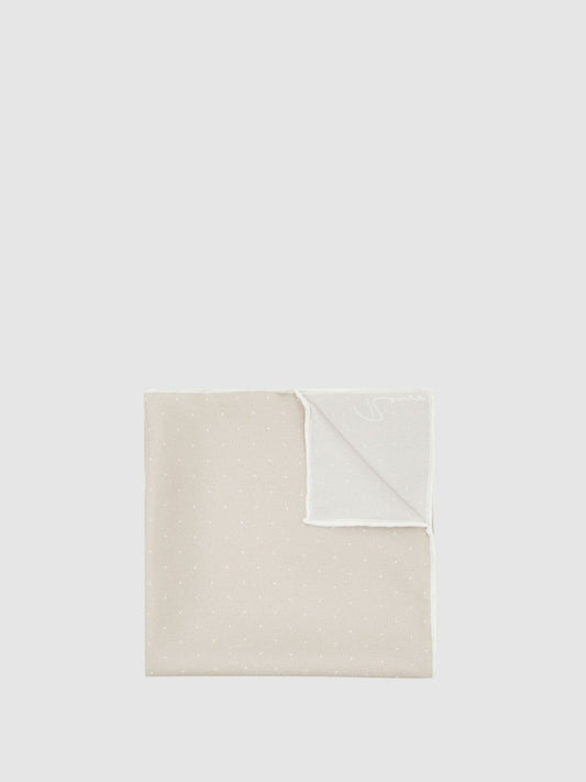 Silk Polka Dot Pocket Square Champagne | Mens