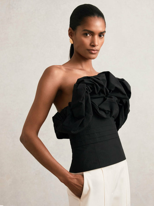 Sculptural Strapless Top Black | Womens