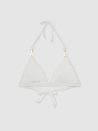 Triangle Halter Neck Bikini Top White | Womens
