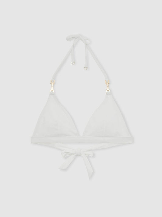 Triangle Halter Neck Bikini Top White | Womens