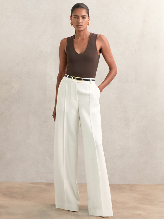 Leather Elongated-Buckle Skinny Belt Black | Womens