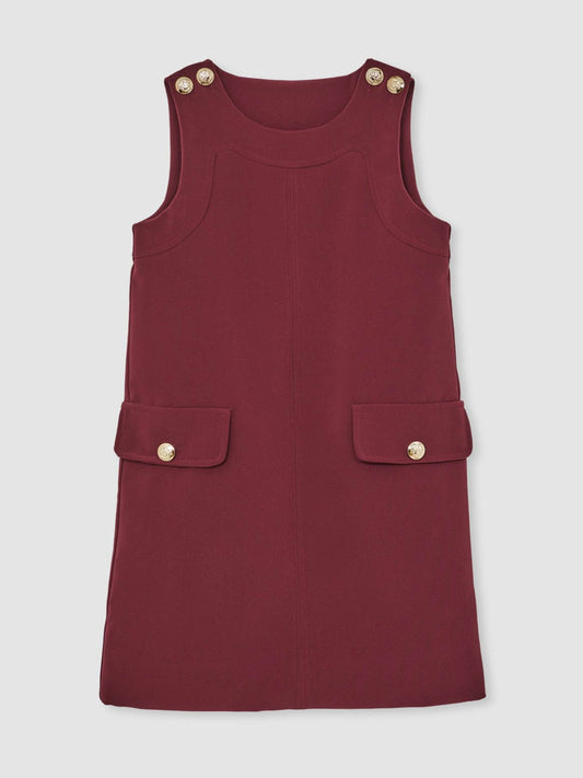 13-14 yrs Button-Detail Sleeveless Shift Dress Berry | Children