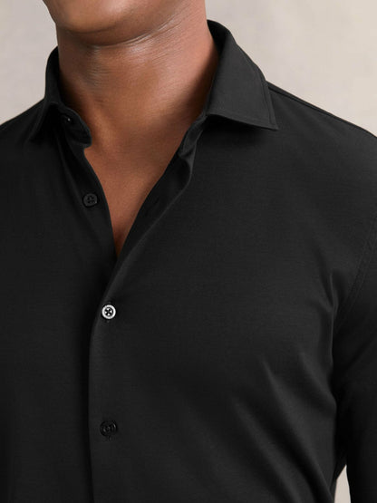 Cotton-Jersey Button-Through Shirt Black | Mens