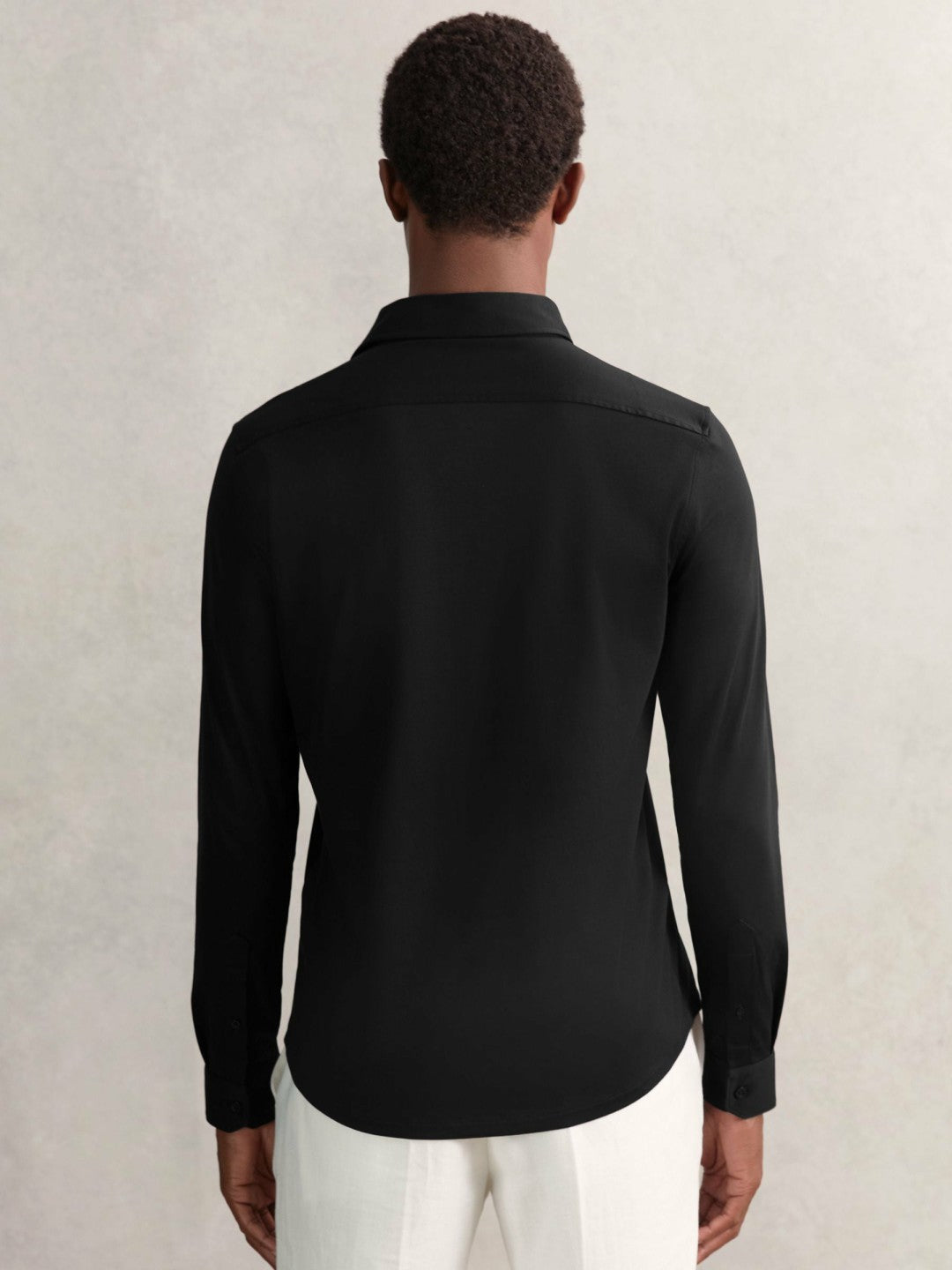 Cotton-Jersey Button-Through Shirt Black | Mens