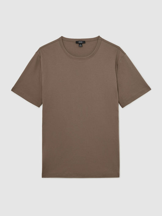 Airwater-Cotton Crew-Neck T-Shirt Taupe Brown | Mens