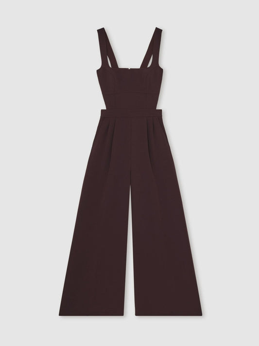 Wide-Leg Cut-Out Jumpsuit Burgundy | Womens