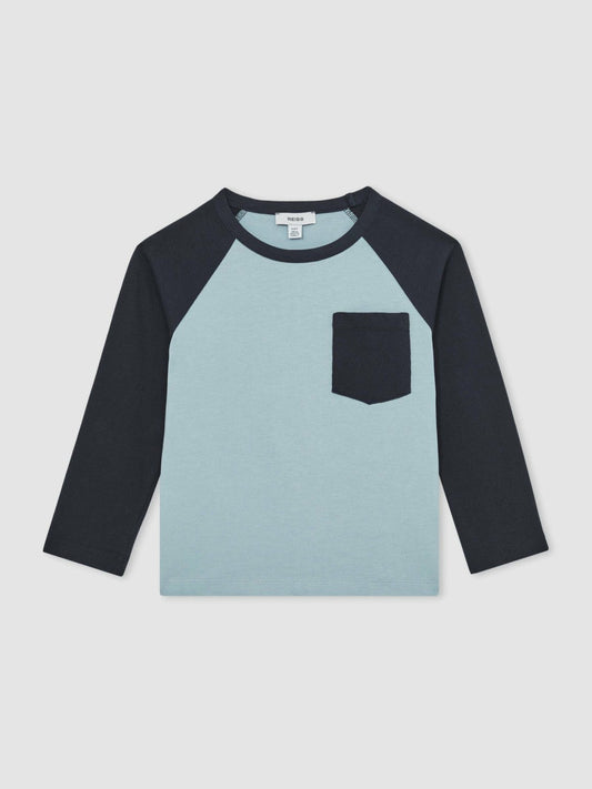 13-14 yrs Cotton Colour-Block Long-Sleeve T-Shirt Navy Blue | Children